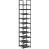 SONGMICS Scarpiera, 10 Ripiani, Scaffale Portascarpe, Organizzatore per Scarpe, 33 x 33 x 173 cm, Telaio in Metallo, Ripiani in Tessuto, Ingresso Corridoio Camera da Letto, Nero LSR110B02