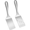 GVSS 2 spatole per barbecue, 24,8 x 6,5 cm, spatola in acciaio inox, spatola da cucina in acciaio inox, per cottura a tavola, frittelle e cibi saltati
