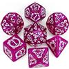 QMAY, Set di dadi poliedrici per Dungeon e Dragons MTG RPG D&D D20, D12, D10, D%, D8, D6, D4 (Motivo Drago Rosa) - 7 Pezzi