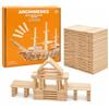 Liangding Blocchi di Costruzione in Legno Naturale - 100 Pezzi Montessori 100x20x7 mm, Gioco Educativo e Creativo per Bambini, Fai-da-te e Attività Manuali