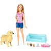 Barbie Bambola Veterinaria con Cagnolina Incinta, 3 Cuccioli Appena Nati, Giocattolo per Bambini 3 + Anni, FDD43
