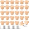 KOHAND Confezione da 30 pomelli in legno naturale, per cassetti, 35 x 25 mm, con 30 viti, maniglie rotonde in legno per cassetti, mobili, armadi, cassetti
