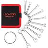 LEONTOOL - Set di 10 mini chiavi SAE con finitura cromata antiruggine, ideale per settore automobilistico, industriale, casa, hobby, argento