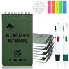 WRENYZK 8 Pezzi Mini Blocco Note Impermeabile con due Penne a 4 Colori e Strisce Adesive, Blocco Note a Spirale, Libro per Scrivere Sotto la Pioggia, Attività all'aperto e Tattica