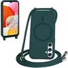 FMPCUON FNPCUON Cover Magnetica Silicone per Samsung Galaxy A14 4G/5G con Cordino,Compatibile con MagSafe,Custodia con Laccio Collana Tracolla Collo Sottile TPU Antiurto Protettiva Case con Corda.Verde