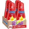 Somat Tutto in 1 Gel Lavastoviglie Limone e Limone - Confezione da 4 - Totale: 240 lavaggi (4,32 l)