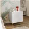 DEGHI Comodino 45x55h cm bianco con anta reversibile soft close e piedi in metallo oro - Judith