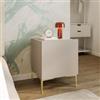 DEGHI Comodino 45x55h cm cashmere con anta reversibile soft close e piedi in metallo oro - Judith