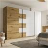 DEGHI Armadio 270x225h cm rovere wotan e bianco con 2 ante scorrevoli - Tainy