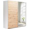 Composad | Armadio della Linea SYSTEMA, Armadio a 2 Ante Scorrevoli con Ante a Specchio, Camera da letto, (LxAxP) 200x223x67 cm, Colore Bianco e Rovere Oak Mielato, Made in Italy