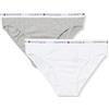 Tommy Hilfiger Bambina Slip Confezione da 2 con Fascia con Logo, Multicolore (Light Gry Heather/White), 8-10 Anni