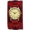OIDEA Orologio da polso da uomo Steampunk in pelle: cinturino in vera pelle rossa, movimento al quarzo con quadrante arabo, regalo retrò per uomini, amici, Halloween, compleanno