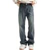 Minetom Jeans Cargo Uomo Larghi Pantaloni Baggy Tasche Pantalone Casual Sciolti Denim Gamba Larga Pantaloni Sportiva Streetwear A09 Blu M