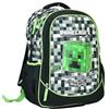 PRESTIGE & DELUXE Zaino Scuola compatibile con Minecraft Tondo 3 Scomparti zip per bambini primaria media