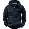 Generic Felpa con cappuccio tattica da uomo, con mezza zip, stile militare, multi-tasca, per attività all'aperto, casual, a blocchi di colore, in caldo pile, felpa con cappuccio pesante per l'inverno,