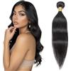MY-LADY Extension Capelli Veri Tessitura Umani - Bundles di Capelli Dritti Remy Double Weft Human Hair Extensions (10 Pollici /100g, #1B Nero Naturale)