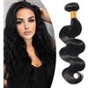 SEGO Extension Capelli Veri Tessitura 100g - Matassa Ricci Mossi 1 Ciocca Capelli Brasiliani #1B Nero Natuale