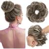 TESS Chignon Capelli Veri Ricci Posticci Donna con Elastico Hair Bun Finto Extension Accessori Capelli 23g #1BP613R Nero Naturale/Biondo Chiaro