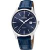 Festina Orologio Uomo F20688/3 Outlet cassa di Acciaio inossidabile 316l Grigio cinturino in Pelle Azzuro