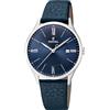 Festina Orologio Uomo F20689/3 Outlet cassa di Acciaio inossidabile 316l Grigio cinturino in Pelle Azzuro