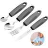 HENGBIRD Set 4 pezzi posate anti tremore - cucchiaio, forchetta, coltello ergonomici per anziani, parkinson o disabili - posate adattive in acciaio inox, antiscivolo, ideali come ausilio pasti