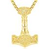 Friggem Collana Martello Thor Uomo, Ciondolo oro Mjolnir Vichingo in Argento Sterling 925 con Nordica Thor's Hammer Collana Amuleto Gioielli Regali per Uomo Donne