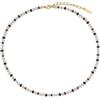 COAI Collana da Donna con Perline di Pietre Naturali e Acciaio Inox, Collana Giada Bianca Onice Nero e Occhio di Tigre