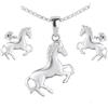 FIVE-D Ciondolo con catena, orecchini per bambini, pony cavallo, argento 925, in astuccio per gioielli, argento 925