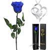 Yamonic Rosa Stabilizzata con Collana Regalo Donna, Vera Rosa Eterna con Steli Idee Regalo per Anniversario, Rosa Eterna Regalo Donna Compleanno, Natale San Valentino Regali per Lei
