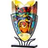 GILDE GLAS art Vaso decorativo su supporto in metallo nero - oggetto artistico dipinto a mano - Multicolore altezza 48 cm