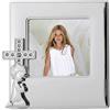 DRW Portafoto comunione argento con croce per foto da 7 x 7 cm 13 x 13 cm