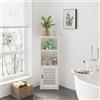 Dripex Armadio da bagno, Armadietto WC, Armadio da bagno stretto, Armadietto laterale, Armadio portaoggetti, in bianco