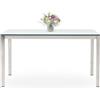 Mar.c.a. Design - Tavolo da Pranzo Allungabile Rettangolare 140x90x76 cm - Allungabile Fino a 190 Cm - Struttura in Acciaio Cromato e Piano in Vetro - Made in Italy
