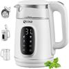 Ecosa Bollitore con regolazione della temperatura, vetro in acciaio inox, 1,7 litri, 2.200 Watt, senza BPA, con scelta della temperatura 40 °C - 100 °C - funzione di mantenimento al caldo