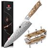 XINZUO 21cm Coltello da Cuoco 67 Strati in Acciaio Damasco-Professionale Forgiato a Mano Coltello da Chef da Cucina Lame Affilate-Nucleo in Acciaio 10Cr15CoMoV-Manico in Legno di Sicomoro Figurato