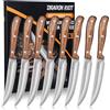 DRAGON RIOT Set Di 8 Coltelli Da Bistecca, Coltelli Da Carne Con Manico In Legno, Set Di Coltelli Da Tavola Con Confezione Regalo