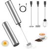 WELLXUNK Montalatte Elettrico Frullino, Montalatte Portatile con 3 Accessori, Ricaricabile Frullino Montalatte, F-rullino M-ontalatte USB, Schiumatore Latte per Caffè, Latte, Cappuccino, Matcha