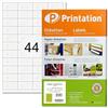 Printation Etichette universali, adatte per Amazon FBA, 48,5 x 25,4 mm, autoadesive, colore bianco, stampabili, 1100 pezzi, 44/foglio, 4 x 11 file, 25 fogli DIN A4, 48 x 25 cm