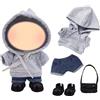 Carreuty 17 cm Doll Clothes Bambole, Grigio Sport Bambola Abbigliamento Accessori Set con Felpa Sport Denim Pantaloncini Borsa Scarpe Collana per Ragazze Regalo di Compleanno, No Bambola