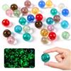 Parastar 30 Pezzi Biglie di Vetro Colorate,Biglie di Vetro Per Bambini,Biglie Fosforescenti da 16 mm con Scatola,Biglie Punteggiate Multicolore per Giochi di Marmo, Artigianato e Decorazione (10 Colori)