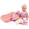 Götz 2353149 Sleepy Aquini Girl BliBlaBlume - bambola da bagno grande 33 cm con occhi blu che dormono, senza capelli in set da 9 pezzi - bambola da 3 anni
