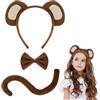 AOOWU 3 Pezzi Scimmia Costume Set, Costume Animale Set Orecchie di Scimmia Fascia Coda Lunga Scimmia, per Bambino Fancy Dress Halloween Carnevale Festa