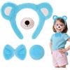 Hifot 4PCS Accessori Costume Orso Bambino Adulto, Peloso Orecchie Orso Cerchietto Coda Naso Papillon, Bear Costume Animale Adulto Bambino Accessori per Carnevale Halloween Cosplay Festa a Tema WBD