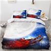 ApttEk Durevole E Ad Asciugatura Rapida Copripiumino 3D Copripiumino Letto Matrimoniale Natalizio Natale Natalizi Babbo 240 X 260 Cm Copripiumino Poliestere Morbido + Federa 50X75 Cm