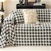 FANSU Telo Copridivano, Pied de Poule Peluche Copriletto Matrimoniale Copritutto, Coperta Copridivano Reversibile, Coperta Decorativa per Divano Regalo Natale (Nero,1 posti Plus(200x180cm)