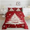 Homemissing Set di biancheria da letto natalizio 230x220cm Christmas Tree Comforter Set per bambini Fiocco di neve Piumone Decor Capodanno Rosso Piumone Inserto/Quilt Set