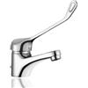 HOMSSY Rubinetto gerontologico medical per lavabo - miscelatore monocomando con leva clinica a gomito lunga, design ergonomico, cartuccia ceramica, ottone cromato