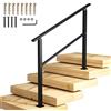 Homtone 120x90cm Ringhiera per Scale, Corrimano in Ferro Nero Opaco per Scale Esterne Adatte per 3-4 Gradini, con Kit di Installazione Corrimano, per Giardino, Garage, Veranda
