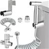 YHNDECO Set di Doccia per Bidet, Doccia in Acciaio Inossidabile per Toilette, con Valvola G1/2 e una G3/8, Doccia per WC per l'igiene Personale