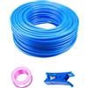 HUAZIZ Tubo pneumatico in PU blu HUAZIZ 50 M, tubo pneumatico in poliuretano, tubo flessibile per aria compressa, esterno 6 mm x interno 4 mm + 1 pezzo di tagliatubi blu + 1 pezzo di nastro in teflon rosa